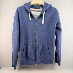 Polo Ralph Lauren Mens XXL Blue Heather Full Zip Hoodie Red Pony XXL